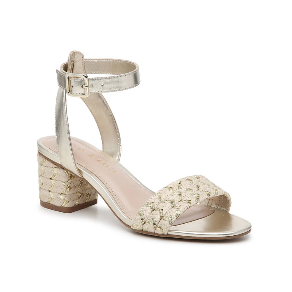 Gold block sandals